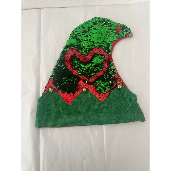 Christmas House Elf Hats with Sequins on One Side 12.5 in reversible red | green - Picture 6 of 6